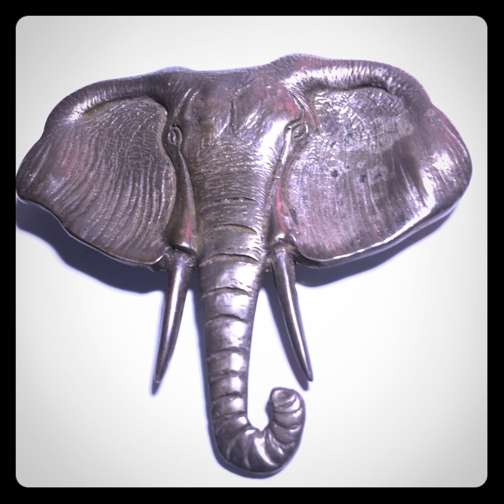 Vintage Sterling Silver Elephant Brooch. Marked.